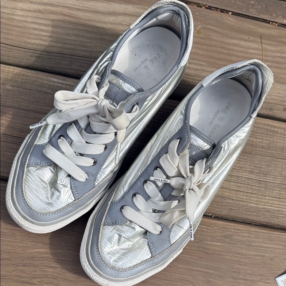 Rag & Bone Metallic Silver Sneakers